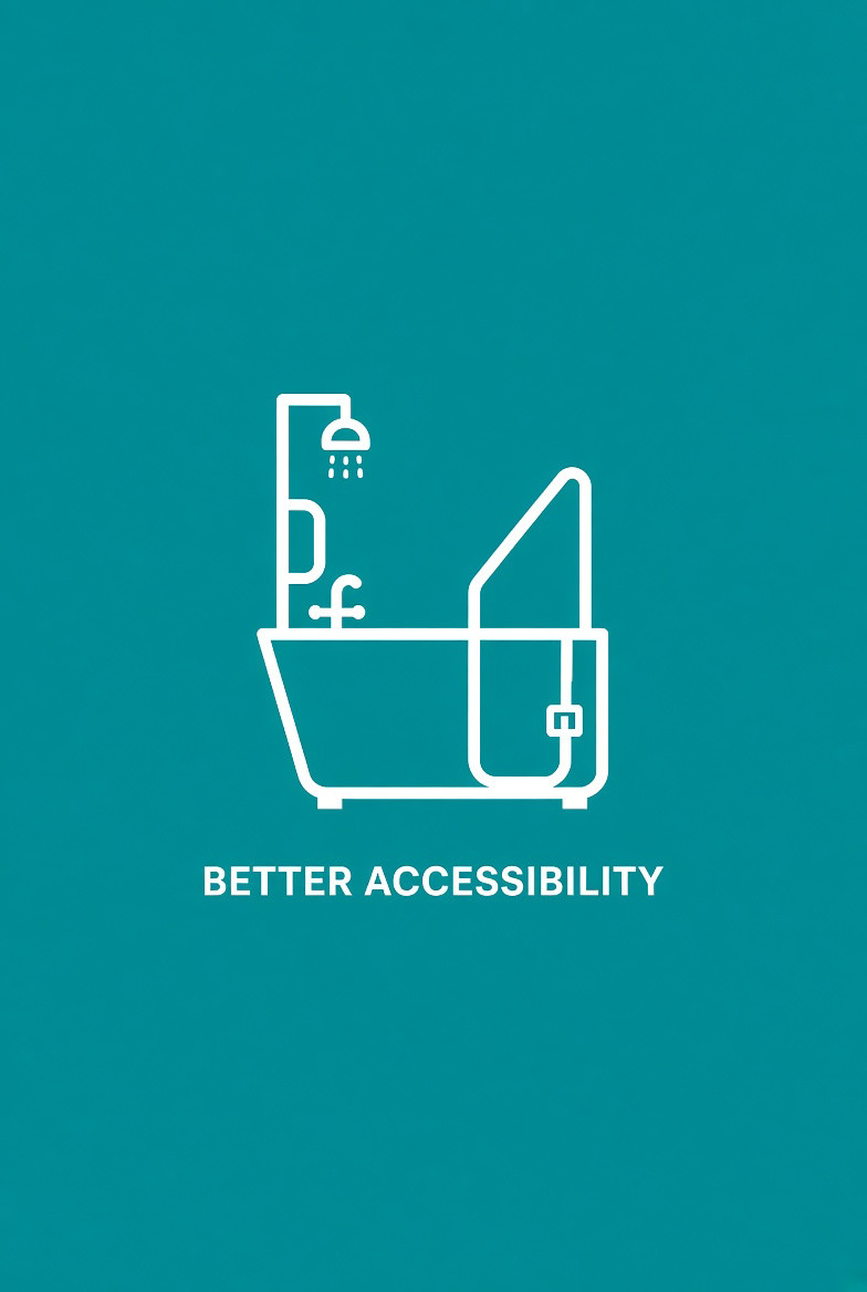 Our tubs are easy to get in and out of and have built in handles for support
