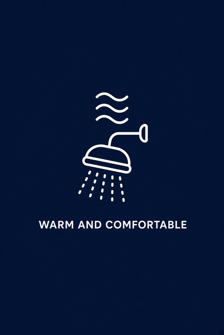 No cold tile underfoot. Acrylic feels warmer the moment you step in.